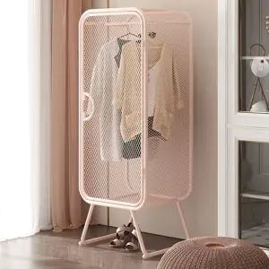 핑크 행거형 미닫이 철제 옷장 형