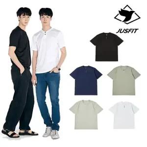 [5종세트] 남성 헨리넥 투버튼 티셔츠