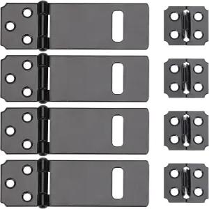 3인치 잠금장치 해스프 래치 4팩 블랙 패드록 도어 슬라이드 안전 팩락 나무 울타리 애완동물 우리 캐비닛