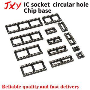 10PCS 둥근 구멍 IC 소켓 커넥터 DIP6 DIP14 DIP20 칩베이스 8 14 18 24 28 40 핀