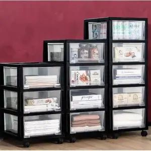 다용도 이동식 투명 플라스틱 서랍장 3/4/5단