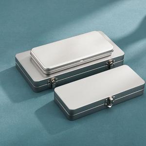 1Pcs 잠금 티켓 편지지 보관 주석 상자 직사각형 메탈 데스크탑 고체 안료 잡다한  컨테이너