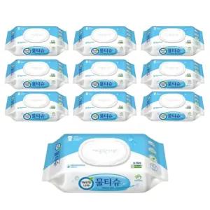 깨끗한나라 물티슈 페퍼민트 블루 캡형 70매 10팩