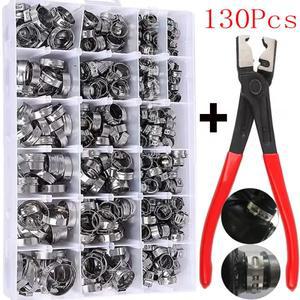1308045PCs 스테인레스 스틸 귀 무단 클램프 웜 드라이브  워터 호스 파이프 클립 1PC 플라이어