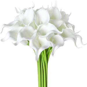 조화 조각 터치 칼라 릴리 인공 화이트 웨딩 부케 신부 샤워 파티 장식