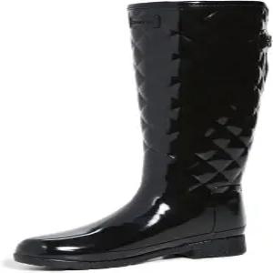 헌터 여성 세련된 키 큰 퀼팅 글로스레인 부츠