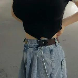 벨트 브라운 노버클 버클없는 탄성 프리