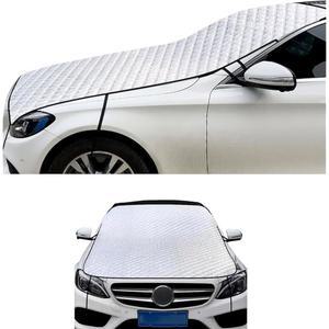 자동차 앞유리 얼음과 눈을 위한 커버, 두꺼운 방풍 사계절 보호 방수 프로스트 방지 휴대용 천, 실외 실내 접이식 자동차용 (실버)