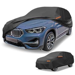 파르투토 유니버설 자동차 커버 전천후 방수 210D-PU, 자외선 차단, SUV 길이 182-190인치, 왼쪽 지퍼 포함, 검은색