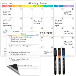 냉장고용 JJPRO 마그네틱 드라이 지우기 월간 캘린더-14.5 x11 냉장고 캘린더 및 일일 할 일 목록 -3 마커