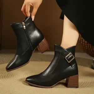 우드굽앵클부츠 겨울부츠XF527-9D 레이스업워커 여성부츠 기모부츠 기모안감부츠 겨울부츠