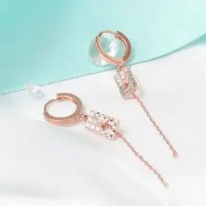 금침 귀걸이 여성귀걸이 여자귀걸이 스퀘어 체인 드롭 여자귀걸이 여성귀걸이 귀걸이선물