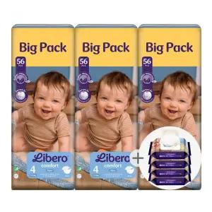 리베로 기저귀 밴드형 4단계 56매 3팩+물티슈70매 4개