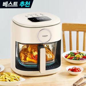 크루커 글라스 요리왕 보이 는 에어프라이어  5L 유리바스켓 KR-AE4533