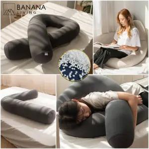 쫀득 마이크로에어볼 L자 U자 바디필로우 임산부 긴 베개 배게 롱 쿠션 목 팔 다리 뚱뚱 미니 대형