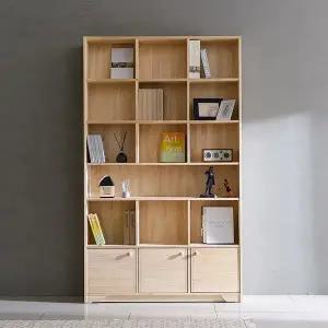 E147 미송 원목 6단 도어책장 1200 1color