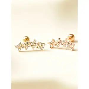 [미니멀피어싱]14K 사단 큐빅 플라워 피어싱 귀걸이