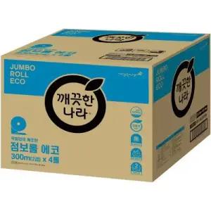 깨끗한나라 ECO 점보롤 2겹 300m 4롤 4팩 (16롤)