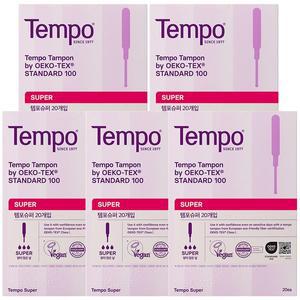 [템포] 탐폰 슈퍼 체내형 생리대 100개( 20p x 5개 )