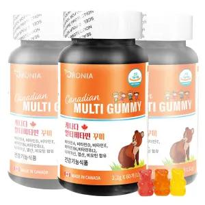 오로니아 캐나다 멀티 비타민 꾸미 씹어먹는 과일맛 종합 비타민 영양제 60정 x 3통 (6개월분)