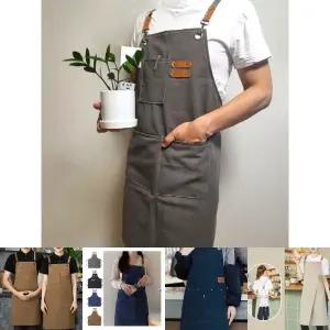 멀티포켓 심플 캔버스 앞치마/화방/카페/공방/주머니/다용도/미용실/생활방수/주방/서빙/매장/업소용/주방