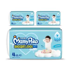 마미포코 하이퍼드라이팬티 여아용, 대형, 42매, 3팩, 1개