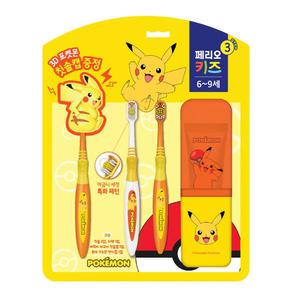 officeseller 페리오 키즈 포켓몬 피카츄 3단계 양치세트 치약 칫솔 양치컵 [6-9세]