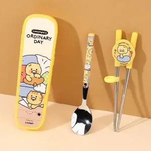 [홈앤키즈]춘식이 수저세트 스텐킨더젓가락 스푼 글라이더케이스 3P세트 유치원 어린이집 초등학생 소풍