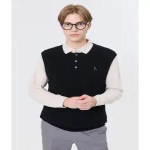 헤지스 남성 24FW [반값세일][스테디셀러] 블랙 짜임 울혼방 니트베스트 WHSW4D361BK