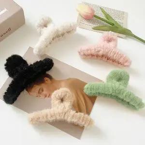 13cm 빅사이즈 파스텔 소프트퍼 헤어 집게핀 3p_11895669_588963