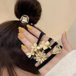 캣츠아이 화이트 보석 헤어 머리끈 5P SET_13460950_588963