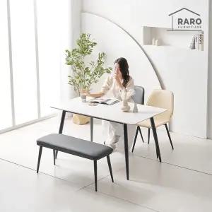 [라로퍼니처]쿠키 1250 포세린 통 세라믹 4인 식탁 세트 (식탁+의자2+벤치1)