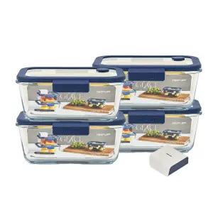 네오플램 글라쎄Z 진공 내열유리 밀폐용기 4종(1200mlx4)+전용 진공 펌프