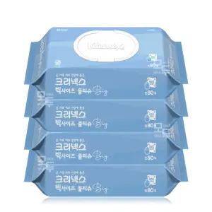 크리넥스 빅사이즈 물티슈 캡형 80매x4팩 /넉넉한 사이즈