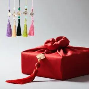 전통 노리개 비즈 금장 전통부채 태슬 장신구 보자기 포장 (WFK3CBT)