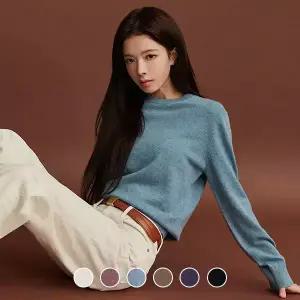 [지오다노] 355912 여 12gg 민자 캐시블랜드 크루넥 긴팔 니트 스웨터