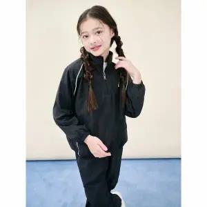 [BEANPOLE KIDS] [시즌오프30%] 배색 반집업 플리스 안감 겨울 상하 세트  블랙 (BI5Y41U055)