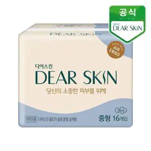 생리대 디어스킨 에어엠보 중형 16개입