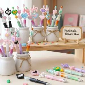 볼꾸 펜꾸 동대문 볼펜꾸미기 파츠 비즈공예재료 부자재 비즈 볼펜 만들기 30개 대용량 단체체험 DIY키트