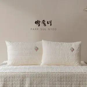 [박술녀] 순면양모 베개커버2장 50x70 피그먼트 누빔워싱 영화