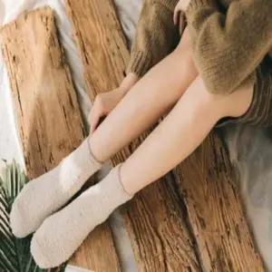 따뜻한 방한 겨울 스타일 보온 수면 기모 긴목 양말