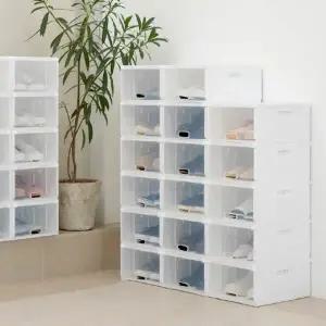 시스템 2단 조립 반투명 신발장 모자 의류 수납