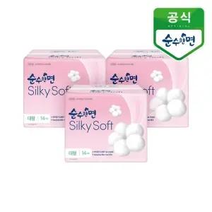 순수한면 생리대 실키소프트 대형 14개입 3개