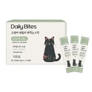 고양이 데일리 짜먹는 스틱 치킨&캣그래스, 100P, 1박스