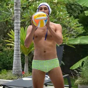 레몬슈가 수영복 숏사각 슈가타탄 라임 LSSMN0067