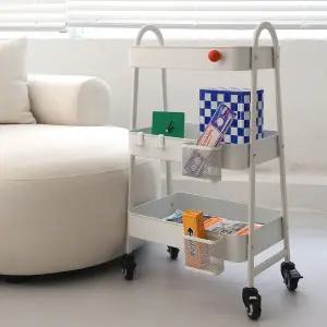 [킨슬리] 에센셜 트롤리 철제 이동식 주방 카트 (행잉바스켓 2개포함)