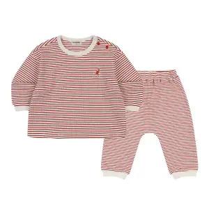 [롯데백화점]캉골 [베이비] 리브드 스트라이프 세트웨어 SA 0A02 레드 (BSACSE0A020RE)