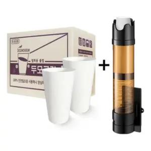 두모금컵2000매 + 전용디스펜서 셋트 생수 정수기한모금컵 두모금 네모금 샘솟는 두레박 일회용 종이 물컵