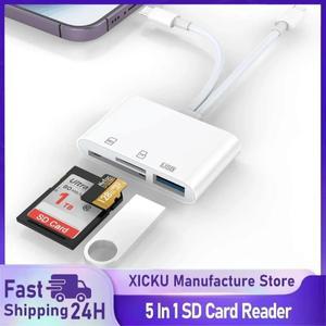 5in 1 SD 카드 리더기 라이트닝/타입 C - USB 3.0/SD/TF 어댑터 아이폰 호환 아이패드 호환 맥북 호환 삼성
