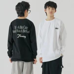 아동 주니어 남아 여아 루즈핏 긴팔 라운드 티셔츠 레터링 티